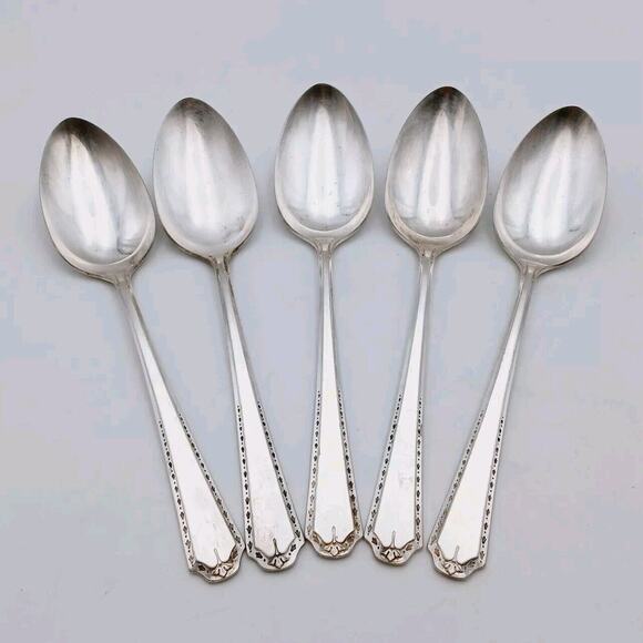 Tudor Plate Oneida Community Algonquin Set of 5 Servings Spoon Vtg - Picture 1 of 5